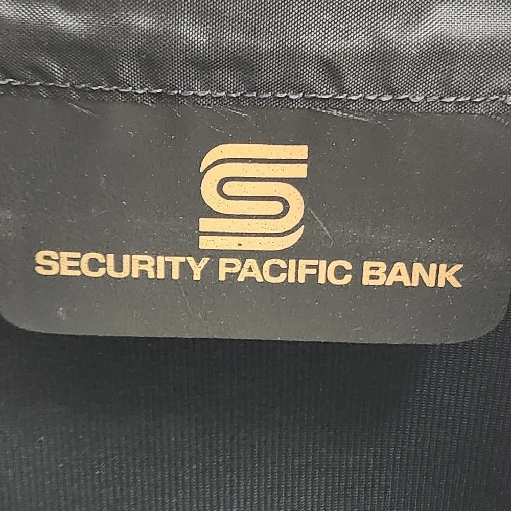 Vintage Security Pacific Bank Portfolio Briefcase 17x11‎ Canvas Faux Leather